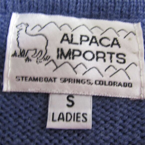 ALPACA Imports S HAND MADE Snowflake Purple Cottagecore Sweater Peru Ski Cozy - Picture 6 of 9